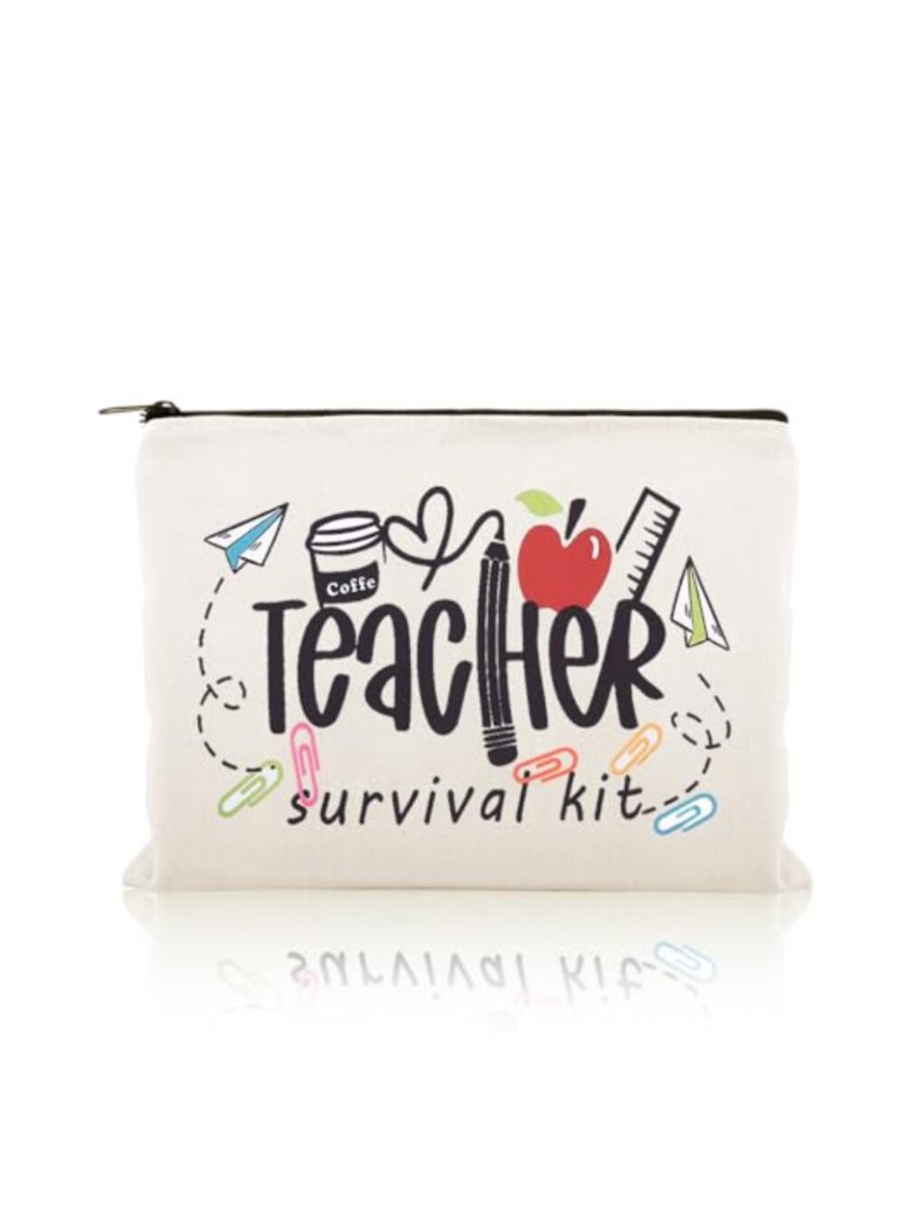 Teacher Appreciation Makeup Bag Linen Cosmetic Toiletry Travel Gift